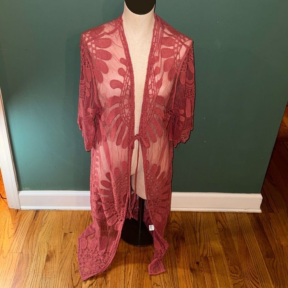 NWT women’s Artesia vintage‎ rose lace kimono  size Small